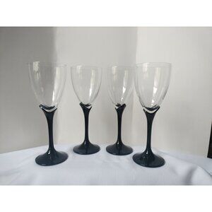 Mikasa Alexandra Black Tulip Wine 4 Glass 8"1/2x3"1/4  New